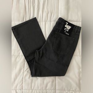 NWT Sandrine rose black straight leg 100 % cotton pants button fly closure